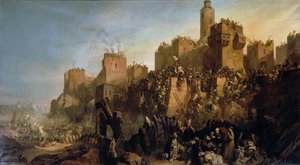 Die Eroberung Jerusalems durch Jacques de Molay im Jahr 1299 von Claude Jacquand