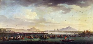 Karl III. von Bourbon, König von Spanien und des Königreichs beider Sizilien bei der Entenjagd am Patria-See im Jahr 1746, 1749