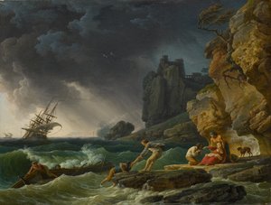 Stürmisches Meer mit Schiffswrack