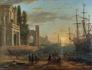 Ein Hafen bei Sonnenuntergang von Claude Lorrain