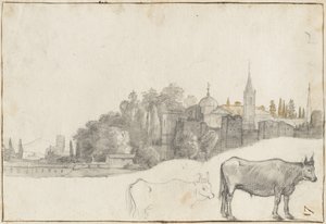 Ein Blick außerhalb der Piazza del Popolo in Rom, 1640-41 von Claude Lorrain