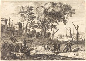 Küstenszene mit einem Künstler (Le dessinateur) von Claude Lorrain
