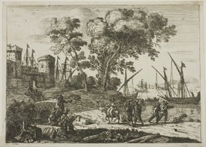 Küstenszene mit einem Künstler beim Zeichnen von Claude Lorrain