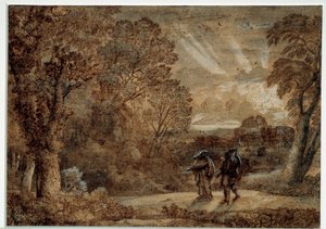 Enee und die Kumesische Sibylle. Zeichnung von Claude Gellee dit Le Lorrain (1600-1682) von Claude Lorrain