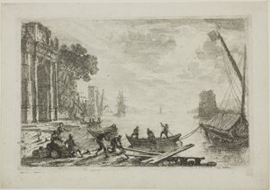 Hafenszene mit aufgehender Sonne von Claude Lorrain