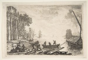 Hafenszene mit aufgehender Sonne (1634) von Claude Lorrain