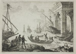Hafenszene mit Leuchtturm von Claude Lorrain