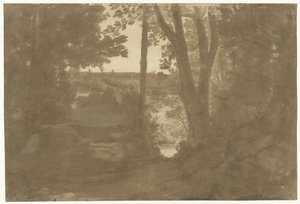 Landschaft mit Durchblick durch Bäume