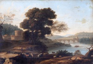 Pastorale Landschaft mit der Ponte Molle, Rom, ca. 1645 von Claude Lorrain