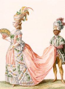 Aufwendiges Abendkleid einer Dame, graviert von Le Roi, aus 
