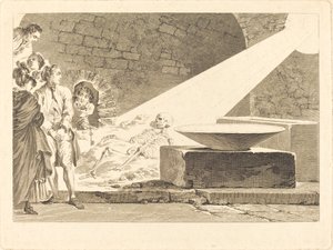 Fragonard und Bergeret mit ihren Frauen beim Besuch eines Grabes in Pompeji