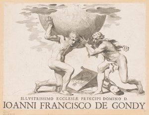 Atlas gibt Herkules den Himmelsglobus von Claude Mellan