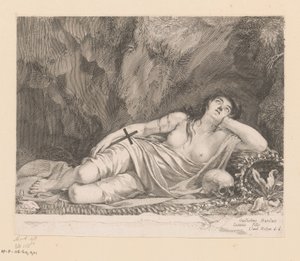 Heilige Maria Magdalena in einer Grotte von Claude Mellan