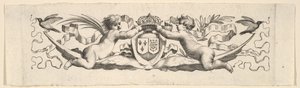 Kopfbedeckung: Zwei Kinder mit den Wappen von Frankreich und Navarra von Claude Mellan