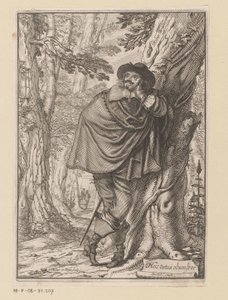 James Howell lehnt an einem Baum Titelblatt für: James Howell, Dendrologie (...), 1641 von Claude Mellan