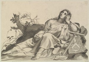 Maria Magdalena meditierend von Claude Mellan