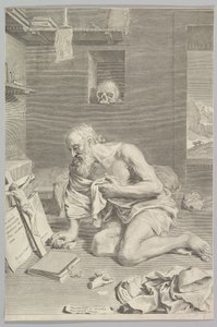 Der heilige Hieronymus betet in seiner Zelle, 1665