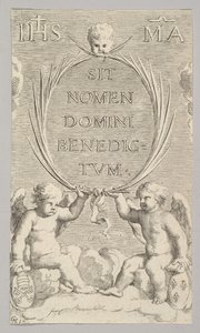 Zwei Engel auf Wolken sitzend von Claude Mellan