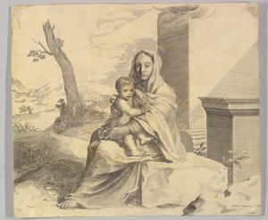 Jungfrau und Kind auf einem Felsen sitzend, 1659