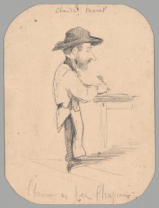 Karikatur eines Mannes mit kleinem Hut von Claude Monet