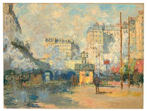 Außenansicht des Bahnhofs Saint-Lazare, Lichteffekt, 1877 von Claude Monet