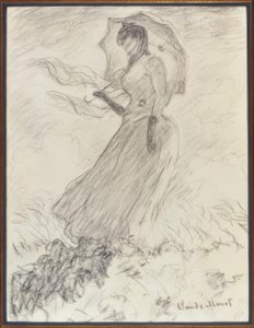 Frau mit Sonnenschirm von Claude Monet