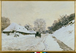 Der Karren. Straße im Schnee in Honfleur von Claude Monet