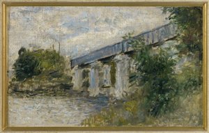Die Eisenbahnbrücke in Argenteuil von Claude Monet