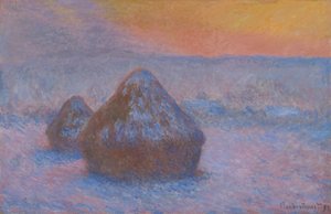 Getreideschober (Sonnenuntergang, Schneeeffekt) von Claude Monet
