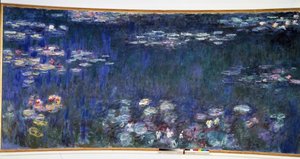 Die Seerosen, grüne Reflexionen. Diptychon linke Seite von Claude Monet