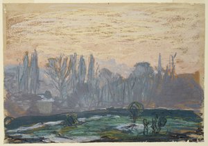 Winterlandschaft mit Abendhimmel, ca. 1870-80