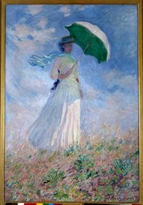 Frau mit Sonnenschirm nach rechts gewandt von Claude Monet