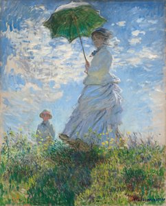 Frau mit Sonnenschirm - Madame Monet und ihr Sohn von Claude Monet