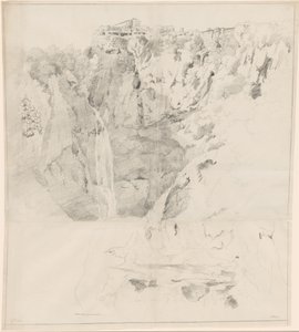 Klippen mit einem Wasserfall in Tivoli von Claude Thienon