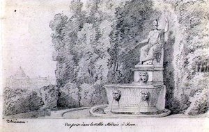 Ansicht eines Brunnens im Garten der Villa Medici, Rom (um 1815-20) von Claude Thienon