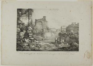 Blick auf den Tempel der Sonne und des Mondes vom Kolosseum in Rom von Claude Thienon