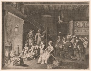 Die Nachtwache auf dem Bauernhof im Winter, Platte 16 aus Pastorales