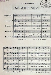 Musikalische Partitur von Dixit dominus von Monteverdi von Claudio Monteverdi