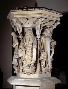 Flämische Gotik: Sockel mit Darstellungen von Daniel, Zacharias, Jesaja, Moses, Jeremia und David von Claus Sluter