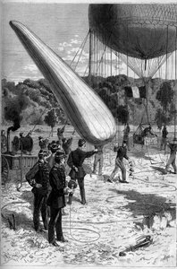 Militärische Aerostaten: Telefonische Experimente in der Einrichtung von Meudon. Gravur von Claverie in "Le Monde Illustré" Nr. 1331 vom 30. September von Claverie