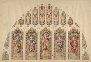 Entwurf für ein mehrteiliges Buntglasfenster, Kirche der Göttlichen Vaterschaft, New York, ca. 1898 von Clayton and Bell