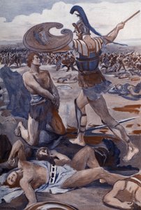 Der Tod von Patroklos: Hektor tötet Patroklos. Illustration von Clement Gontier für Homers 
