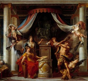Allegorie der Revolution: Minerva überreicht Herkules das Dekret zur Abschaffung der Laster des Ancien Régime von Clement Louis Marie Anne Belle