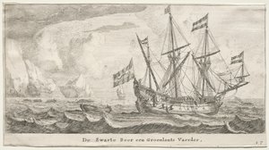 Verschiedene Schiffe und Ansichten von Amsterdam, Teil II: Der Schwarze Bär, ein Grönland-Walfänger von Clement de Jonghe
