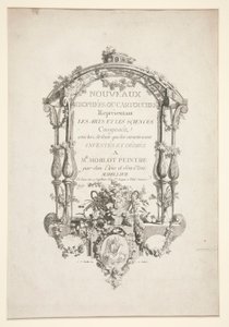 Titelseite aus Nouveaux Trophees ou cartouches representant les arts et les sciences von Clément Pierre Marillier