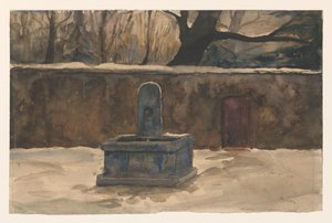 Wasserbrunnen bei einer Mauer von Coba Steenhoff