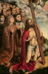 Christus der Mittler mit Philipp dem Schönen (1478-1506) und seinem Gefolge, linkes Flügelbild eines Altars von Colijn de Coter