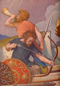 König Alfreds Langschiffe besiegen die Dänen 877, 1925-1927 von Colin Unwin Gill