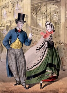Eine Dame und ein Herr am Eingang zur Oxford Music Hall, Oxford St, Westminster, ca. 1860 von Concanen and Lee
