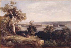 Bewaldete Landschaft mit Fernblick auf Sydney